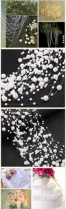 Detalle macro de cadenas de perlas blancas de 4mm para decoraciones de boda y DIY