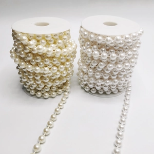 Cadenas de perlas acrílicas blancas y crema para decoración de bodas DIY