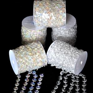Cadena de cuentas de platillo volante de 10cm en acrílico transparente y AB decorativo