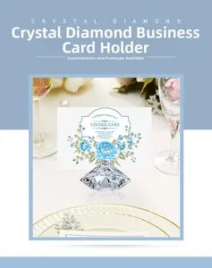 Macro shot of a crystal diamond place card holder on an elegant wedding banquet table
