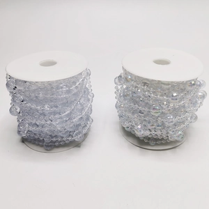Rollos de cadenas de perlas transparentes e iridiscentes para boda y decoración DIY