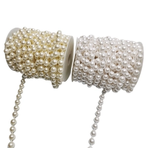 Tiras de perlas artificiales blancas y crema en rollos para decoración de bodas y DIY