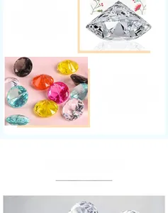 Close-up of faceted crystal diamond place card holders in various vibrant colors