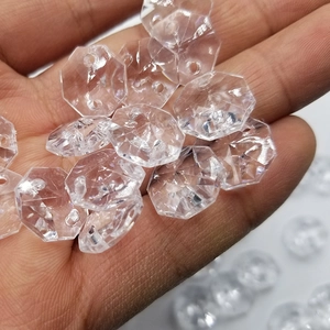 Cuentas Octogonales de Acrílico Facetado para Bisutería DIY Decoración de Boda Fiesta Doble Agujero Aspecto Cristal Transparente