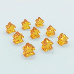 Set mit 9 lichtdurchlässigen orangefarbenen Meeple-Spielfiguren für Brettspielzubehör