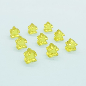 Set mit 10 lichtgelben Meeple-Spielfiguren aus Acryl für Brettspiele und Tabletop-Zubehör