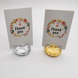Crystal Diamond Shape Acrylic Business Card Holder Desk Place Card Stand For Wedding Party Office Table Name Memo Clip