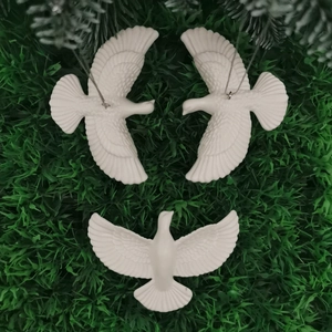 White Resin Peace Dove Hanging Ornament Simulation Bird Figurine For Christmas Tree Home Wedding Party Decoration Gift