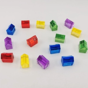 Colorful translucent resin house playing pieces for board games and DIY crafts