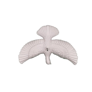 Hanging white dove decoration with detailed feather texture and silver metal ring