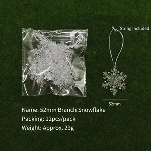 Clear Christmas Snowflake Hanging Ornaments Plastic Ice Crystal Pendants For Christmas Tree Holiday Party Home Decorative Supplies