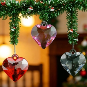 Acrylic Heart Faceted Hanging Ornament For Christmas Tree Wedding Valentine Day Decoration Crystal Like Pendant Party Decor
