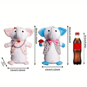 Cute pink and blue stuffed elephant plush toys with height dimensions for gift ideas