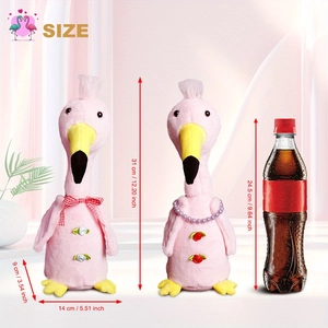 Pink flamingo plush toy set size chart with 31cm height for cute home decoration