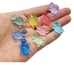 Set of 9 colorful luminous resin turtle figurines for car dashboard and desk decor