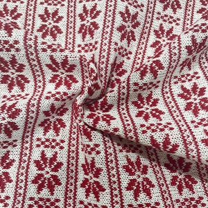Red and white Nordic snowflake knitted jacquard fabric for Christmas home decor cushions
