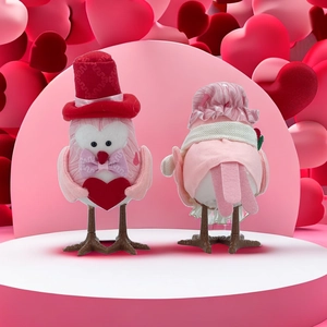 Romantic bird figurines set with heart accents for Valentine and Christmas home decor