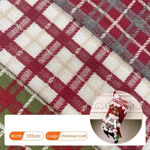 Christmas Plaid Fabric Yarn Dyed Cotton Blend Checkered Material For DIY Sewing Tree Skirt Stocking Festive Home Decor