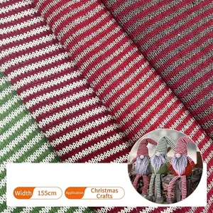Christmas Yarn Dyed Striped Knit Fabric Cotton Blend Material For DIY Crafts Sweaters Scarves Home Decor Soft Fabric