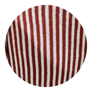 Vertical red and white striped knit fabric with fine texture for dolls and scarves