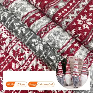 Christmas Jacquard Knitted Fabric Snowflake Geometric Pattern Cotton Polyester Blend Material For DIY Home Decor Holiday Craft