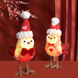 Charming couple of bird figurines with red heart motifs for indoor Valentine decor