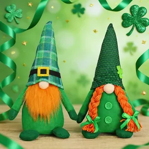 St Patrick's Day Gnomes Decorations Irish Clover Plush Elf Ornaments Green Orange Faceless Gnome Doll For Home Table Decor