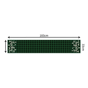 Saint Patrick's Day green buffalo plaid table runner with Lucky shamrock design