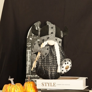 Viking gnome doll with horned helmet and axe for home decoration and festive ornaments