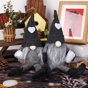 Poupée en Peluche Gnome de Noël Scandinave Faite à la Main Tenant une Tasse de Café Sans Visage Longues Jambes Gnomes Café