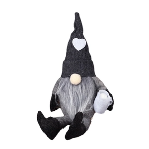 Gnome en peluche nordique avec bonnet tricoté et tasse à café pour décor de Noël