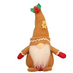 Gingerbread man gnome Christmas decoration with knitted hat and white beard
