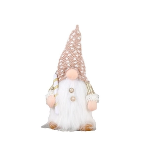 Pink Christmas gnome plush with sequins and glowing lights for festive holiday decoration
