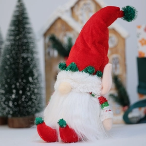 Lighted Christmas gnome plush with pointed red hat and long white beard for holiday decor