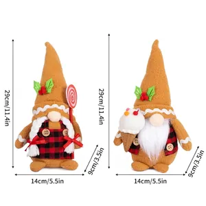 Christmas gingerbread gnome plush dolls with size dimensions in cm and inches