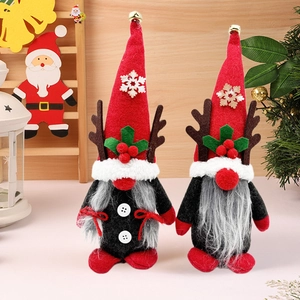Scandinavian Christmas Gnome Rudolf Antler Faceless Plush Doll Ornament For Home Holiday Party Tabletop Decor Festive Gift