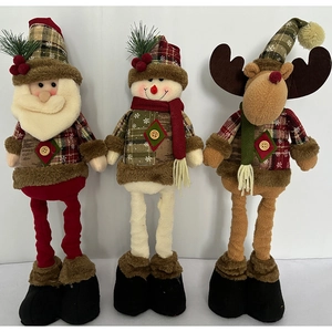 Set of three Christmas dolls featuring Santa, snowman and elk with long legs