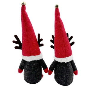 Christmas gnome set with reindeer antlers and red hats, festive holiday home decoration
