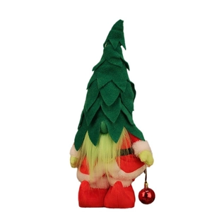Gnome de Noël lumineux en peluche avec tenue rouge et bonnet en forme de sapin