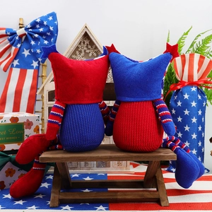 Patriotic Independence Day plush gnomes with long legs and US flag colors for home decor