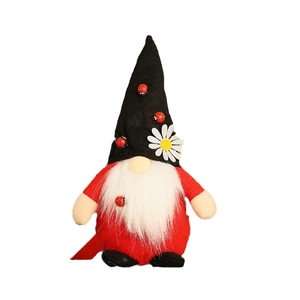 Poupée gnome en peluche avec coccinelles et marguerite pour décoration de récolte