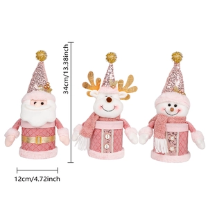 Pink Christmas Santa Snowman Reindeer plush gift boxes for candy and decorations