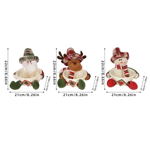 Set of 3 Christmas candy baskets with Santa, reindeer and snowman designs, 22cm height