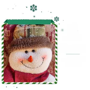 Detail of Christmas snowman gift sock with computer embroidery and festive red nose