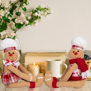 Charmantes embrasses de rideaux peluche bonhomme de pain d'épices pour décoration de Noël
