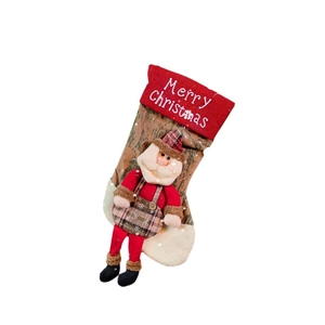 Christmas stocking gift bag with 3D Santa Claus doll and Merry Christmas text