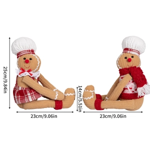 Lot d'embrasses de rideaux bonhomme en pain d'épice avec tablier et pull de Noël