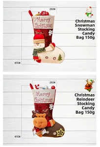 Detailed view of Christmas stockings with dimensions 47cm height and 25cm width