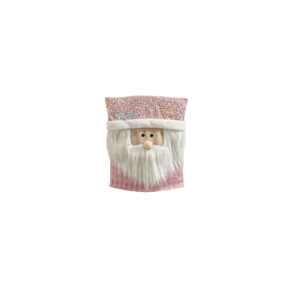 Pink Santa Claus chair cover with sequins and plaid fabric for Christmas decor