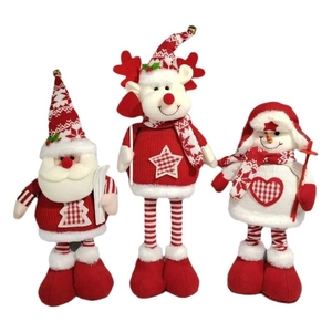Three-piece Christmas plush doll set featuring Santa, Reindeer and Snowman for holiday decor